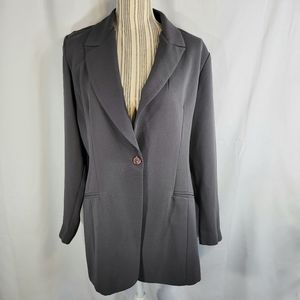 Studio I Grey Dark Academia Long Sleeve One Button Long Blazer Size 10